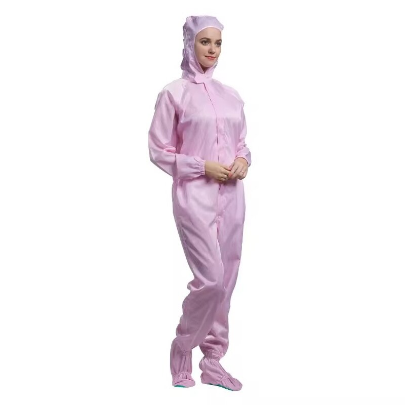 Food Factory Anti Static Suit Factory - OEM/ODM Stripe Grid Working Suit Esd Cleanroom Hooded