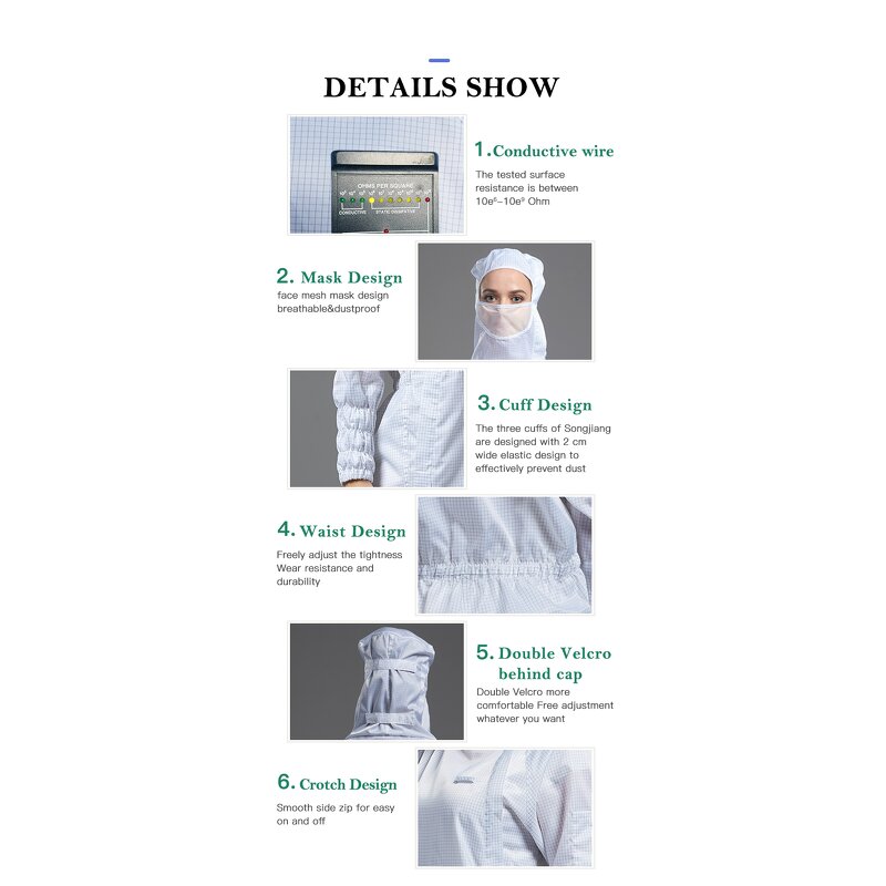 Crotch Coverall Factory - OEM/ODM H-1132 Anti-static Dustproof for Electronics Pharma