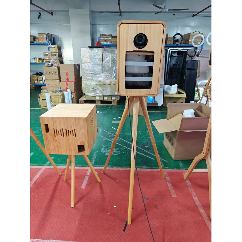 Photo Booth Supplier - Double-sided Retro Wooden with Printer Stand