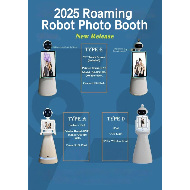 Robot Photo Booth Manufacturer - AI Software 32Inch Touch Screen with DSLR