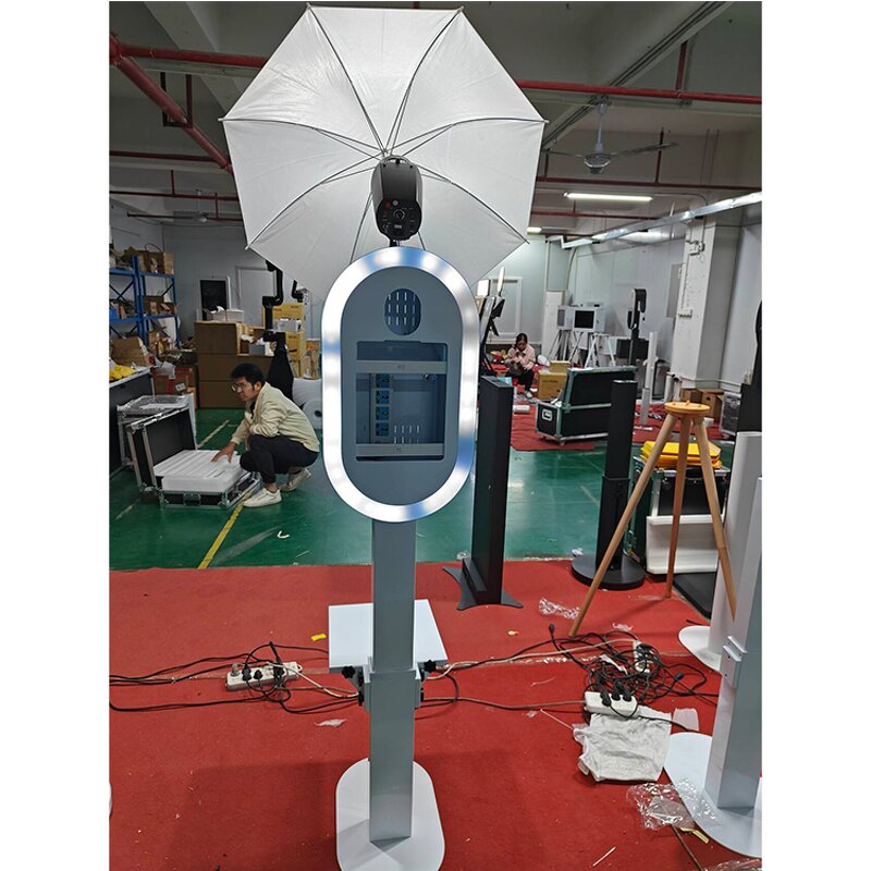 iPad Photo Booth Manufacturer - Oval DSLR with RGB Light Selfie Kiosk
