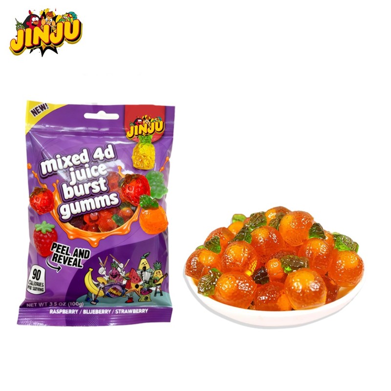 Fruit Gummies Manufacturer - Bulk 4D Jelly Peelable Juice Content