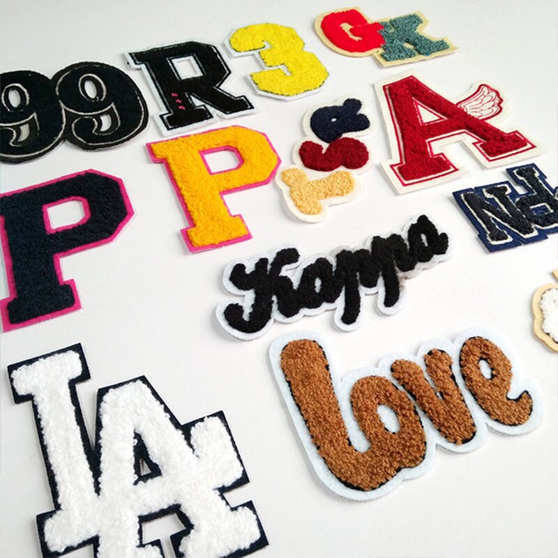 Embroidered Badges Factory - Sew on Number English Alphabet Letter Chenille