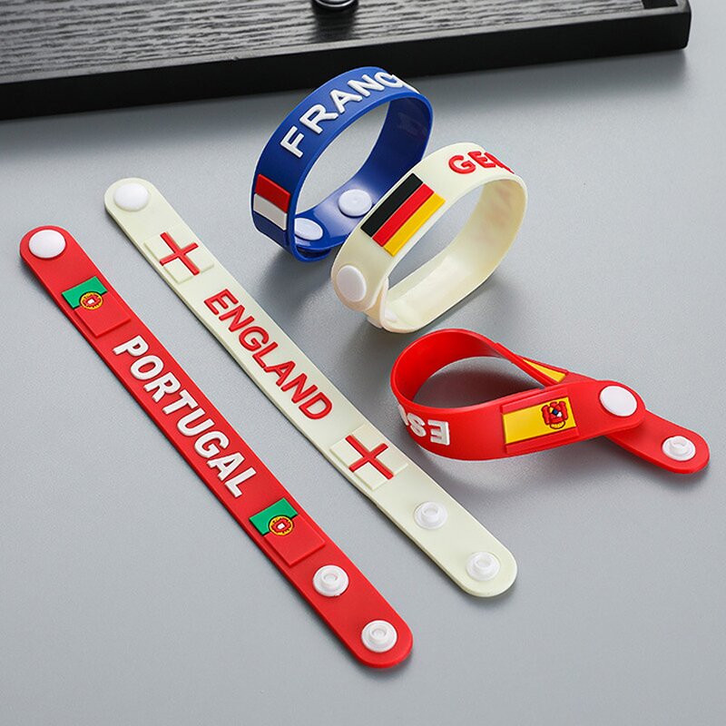 Silicone Wristband Manufacturer - Custom National Flag Adjustable Button Sports