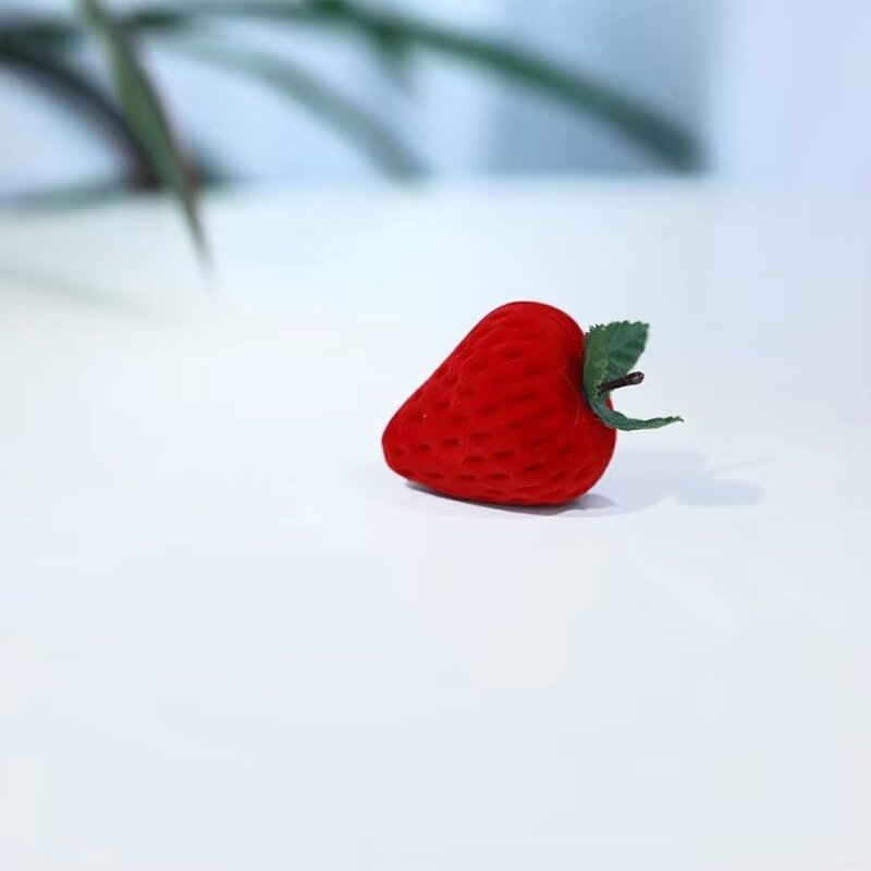 Jewelry Velvet Box Supplier - Red Strawberry Ring Earrings High-grade Flocking