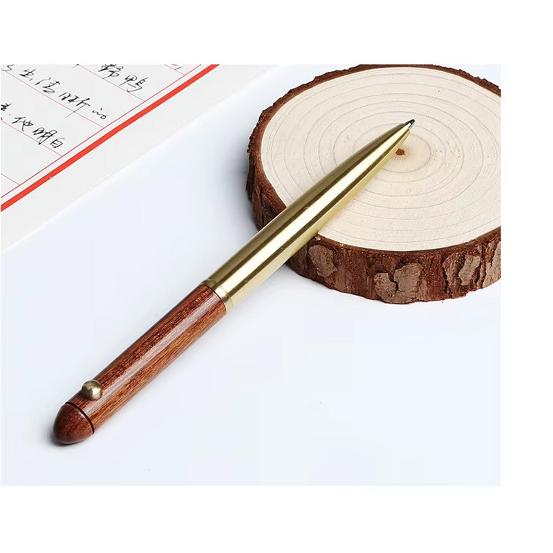 Ballpoint Pen Supplier - Custom Logo Chinese Style Rose Wood & Copper Rotary