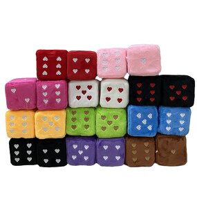 Plush Dice Keychain Supplier - 3-Inch Heart Embroidered Retro Square Car Mirror