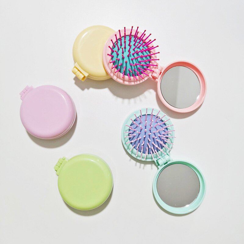 Hair Brush Mirror Supplier - Foldable Travel Round Portable Folding Pocket