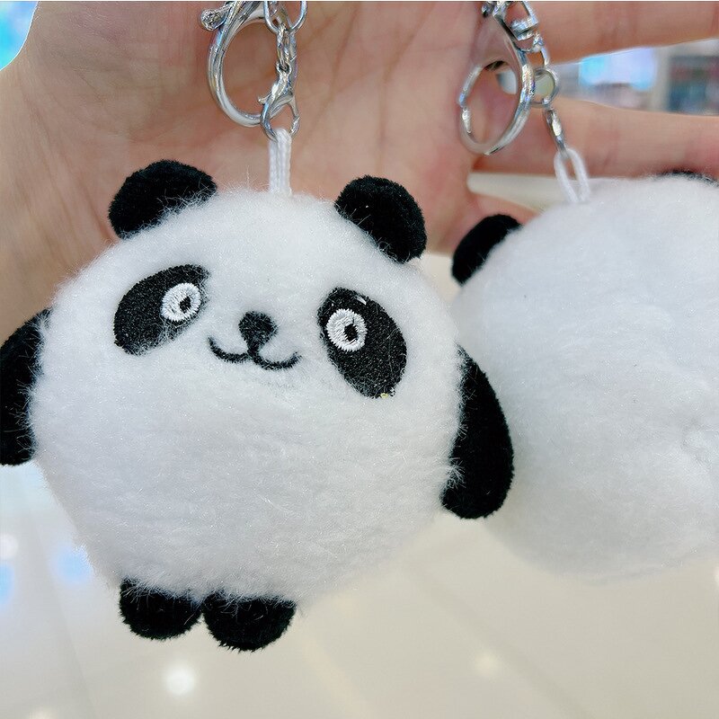 Plush Toy Keychain Manufacturer - Cute Fluffy Mini Panda Doll Backpack Pendant