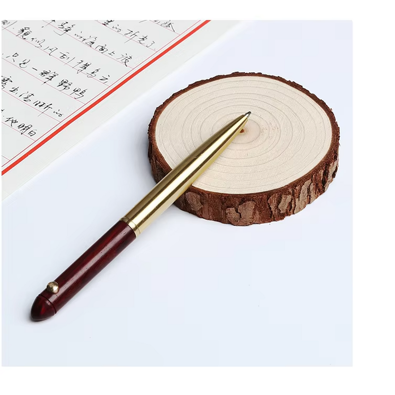 Ballpoint Pen Supplier - Custom Logo Chinese Style Rose Wood & Copper Rotary
