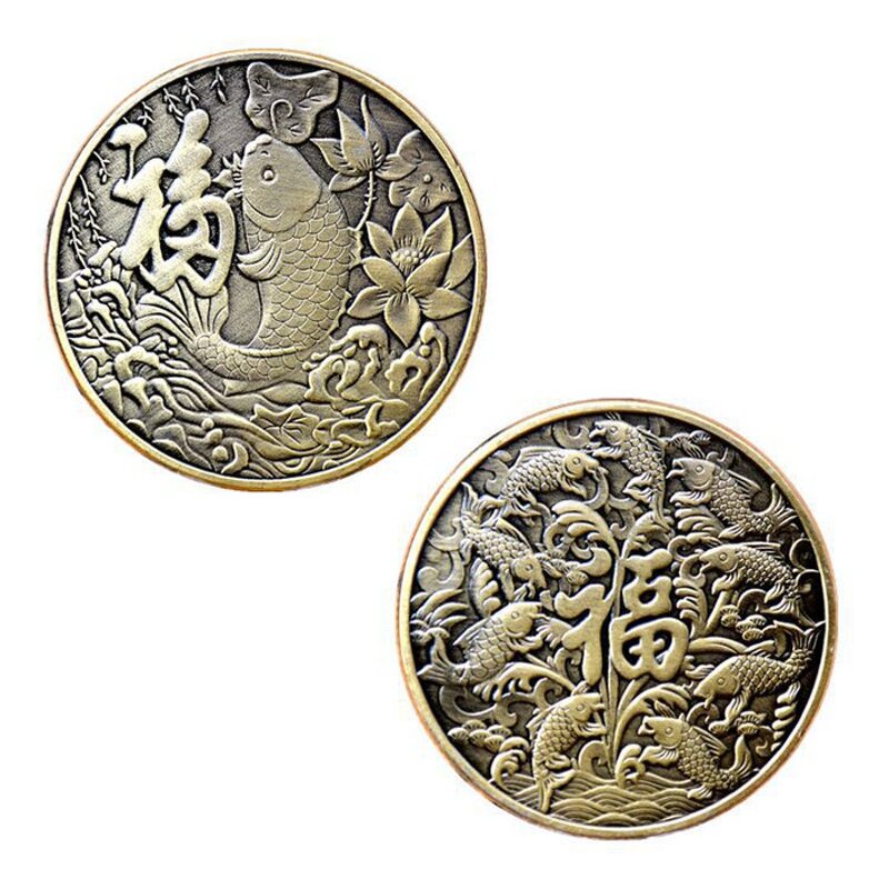 Commemorative Coin Supplier - Custom Koi Fish Antique Bronze Plated Gift
