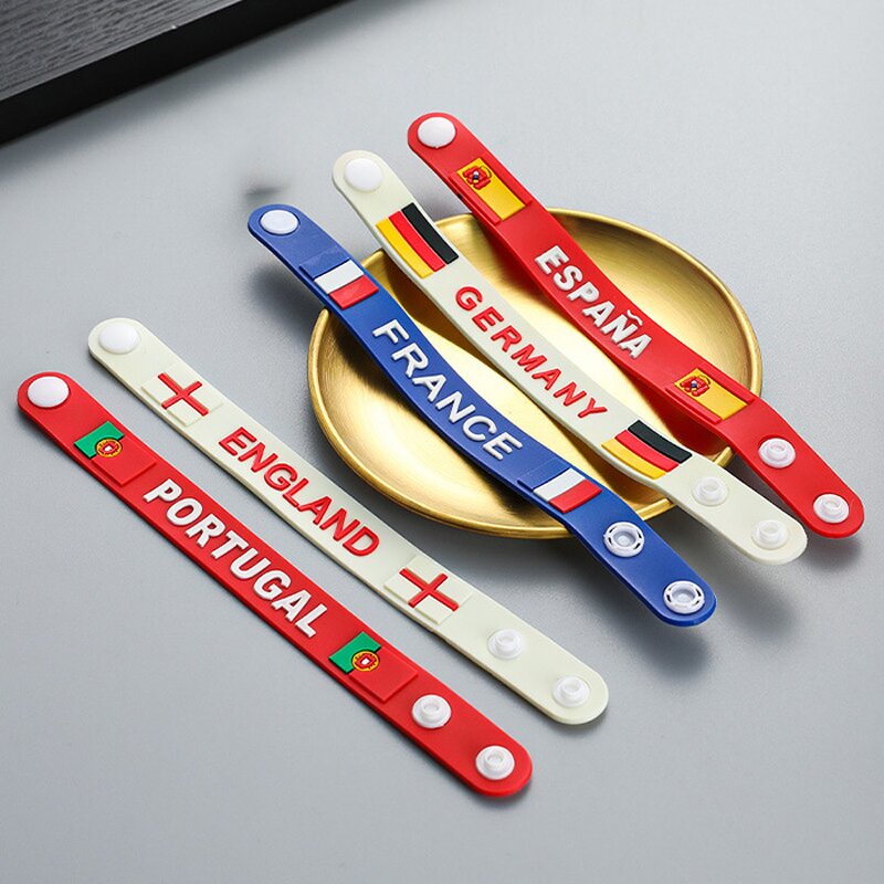Silicone Wristband Manufacturer - Custom National Flag Adjustable Button Sports