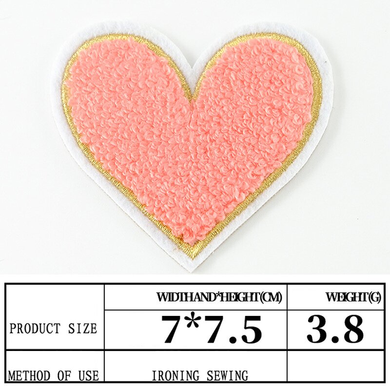 Chenille Patches Supplier - Colorful 7.5cm Heart DIY Dress Pants Bag