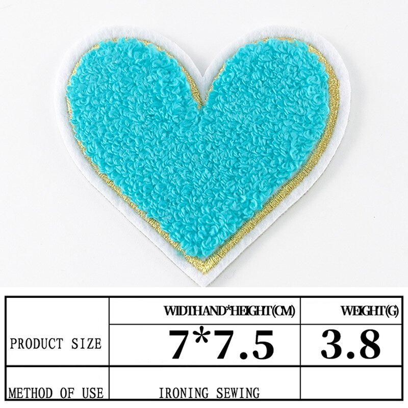 Chenille Patches Supplier - Colorful 7.5cm Heart DIY Dress Pants Bag