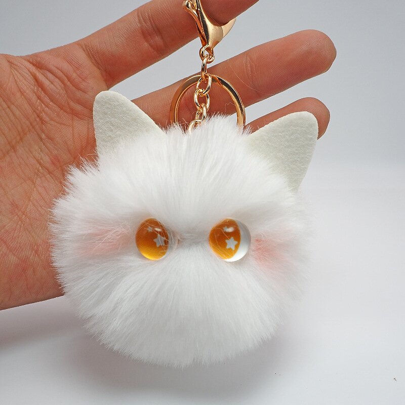 Plush Keychain Manufacturer - Cute Girl Cartoon Cat Plush Ball Kawaii Pom Pom