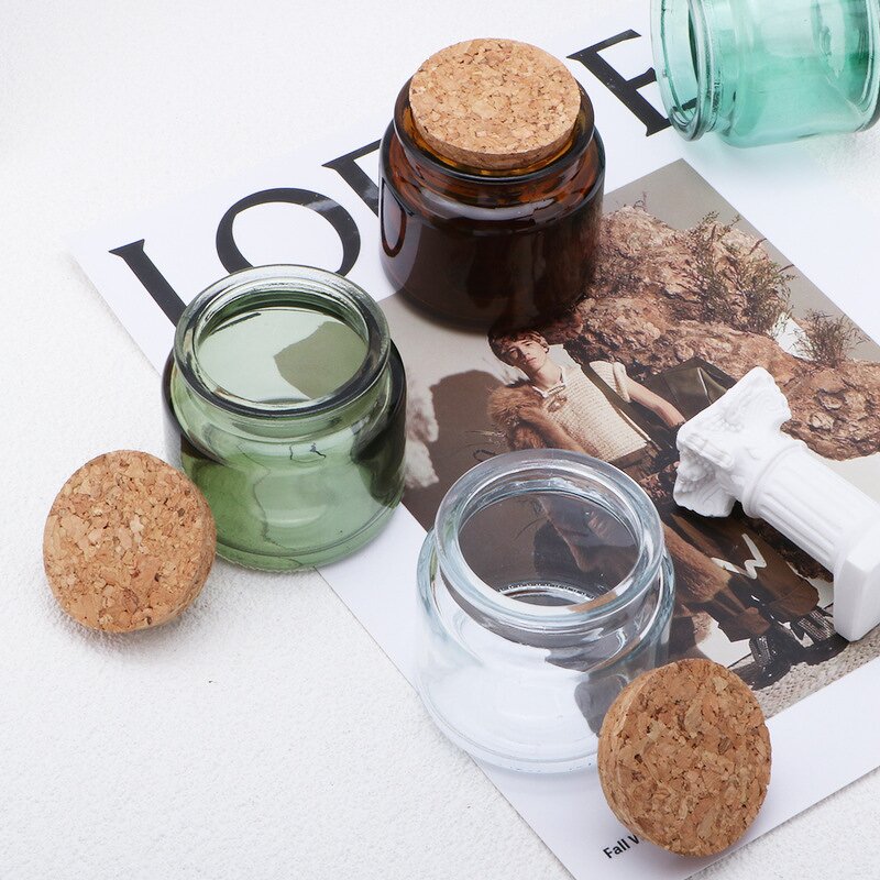 Glass Candle Jars Supplier - 100ML Empty Amber with Wooden Lids Custom