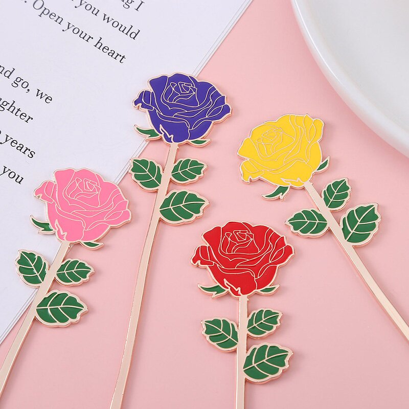 Metal Bookmarks Factory - Valentine's Day Gift Rose Custom Enamel Metal