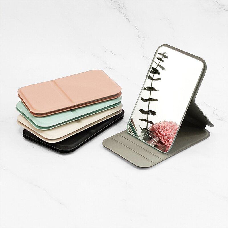 Vanity Mirror Factory - Custom Logo PU Leather Handheld Portable Folded