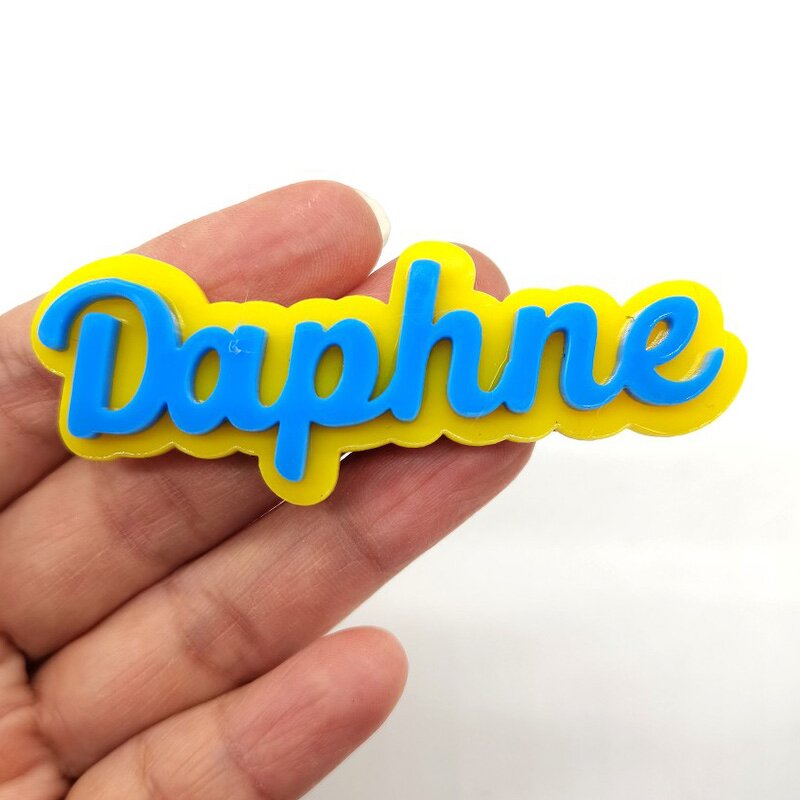 Name Tag Manufacturer - Custom Glitter Acrylic 3D Plastic ID with Pins