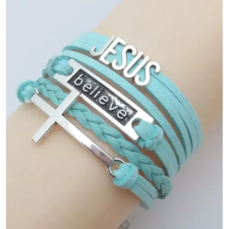 Bracelets Supplier - Punk Fashion Country Name Woven PU Alloy Leather