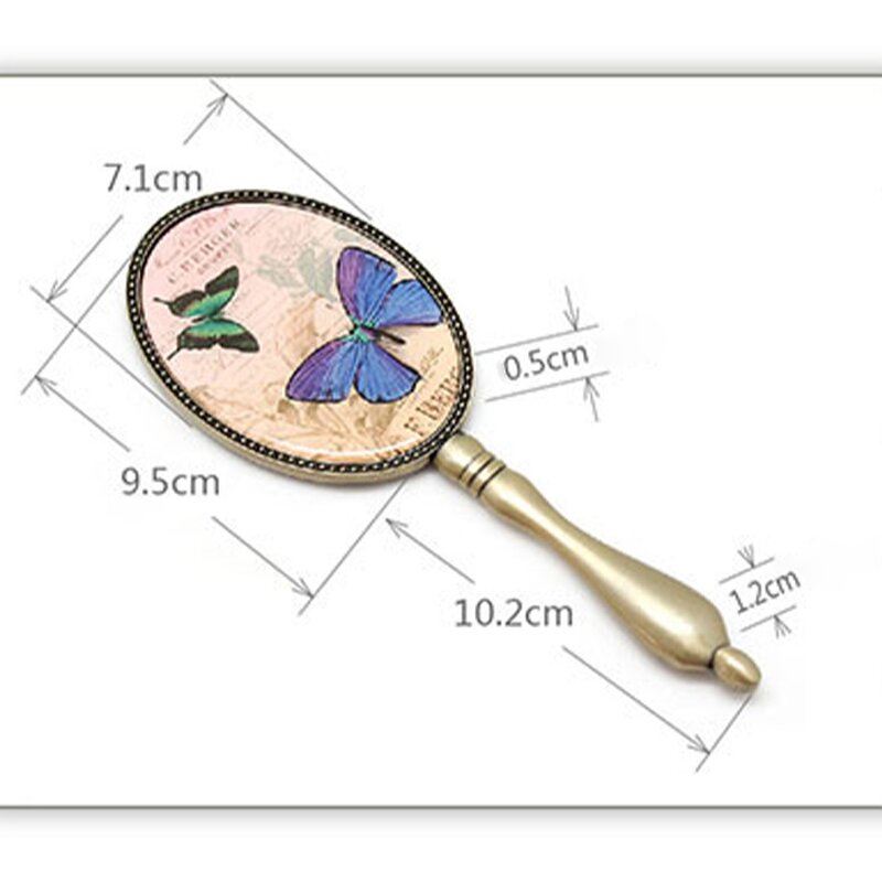 Metal Makeup Mirror Manufacturer - Custom Antique Bronze Hand Handle Epoxy