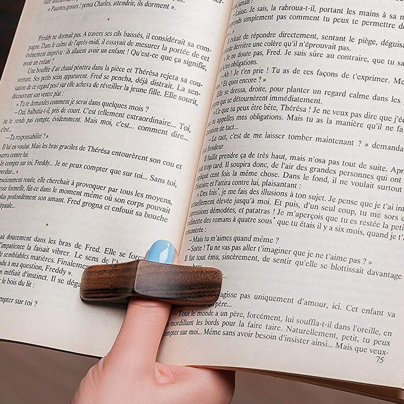 Bookmark Supplier - Natural Walnut Thumb Book Page Holder Teacher Gifts