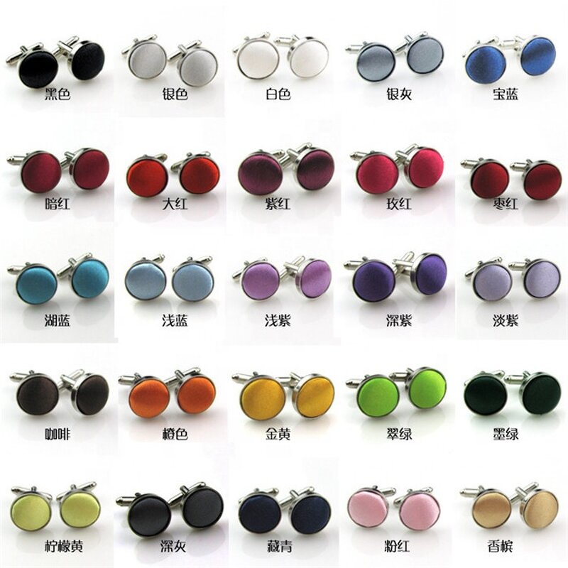 Cufflinks Factory - Metal Yarn Dyed Solid Color Cloth Fabric Covered
