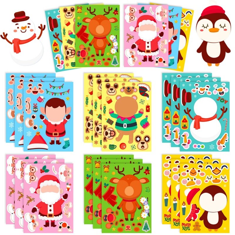 Puzzle Sticker Label Factory - Kids DIY Carton Make-a-Face Christmas Party