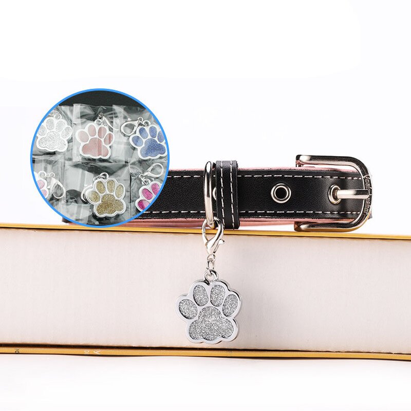 Pet Collar Name Tag Manufacturer - Personalized Glitter Paw Cat Dog Sublimation