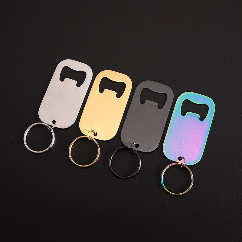 Bottle Opener Keychain Supplier - Custom Logo Stainless Steel Flat Small Beer