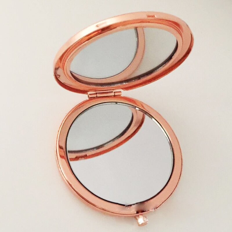 Hand Held Mirror Supplier - Flip Metal Rose Gold Silver Black Custom Engraved
