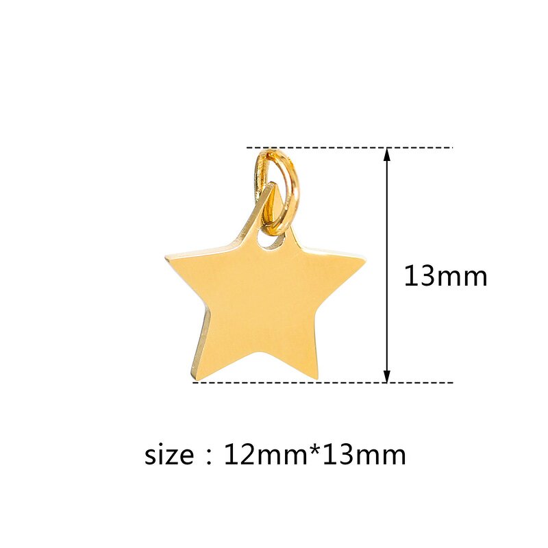 Metal Charms Factory - Stainless Steel Star Gold Plated DIY Bracelet Pendant