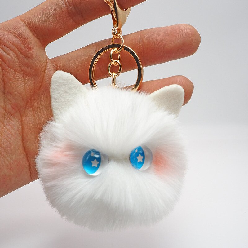 Plush Keychain Manufacturer - Cute Girl Cartoon Cat Plush Ball Kawaii Pom Pom