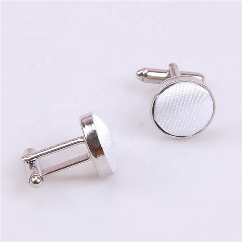 Cufflinks Factory - Metal Yarn Dyed Solid Color Cloth Fabric Covered