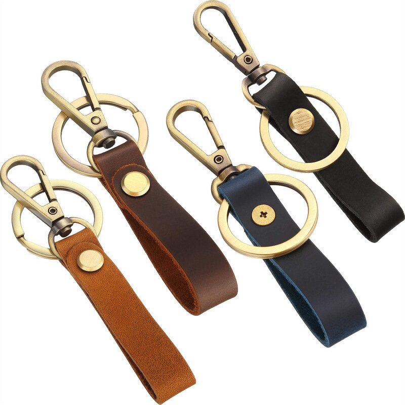Leather Keychain Supplier - Luxury Genuine Leather Men Car Key Holder