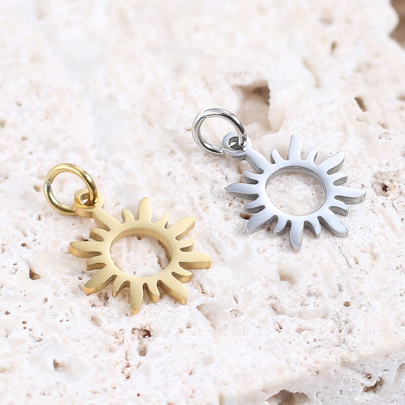 Metal Charm Manufacturer - Mini Stainless Steel Sun Flower Gold Plated