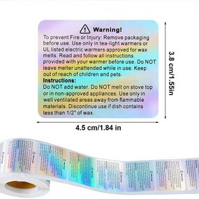 Warning Labels Supplier - 1.5 Inches PVC Holographic Candle 500pcs Roll