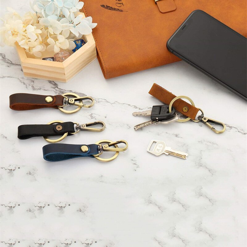 Leather Keychain Supplier - Luxury Genuine Leather Men Car Key Holder
