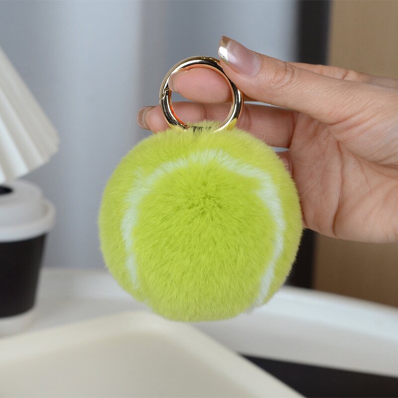 Plush Ball Keychain Manufacturer - Cute Tennis Kawaii Fluffy Pom Pom for Girls