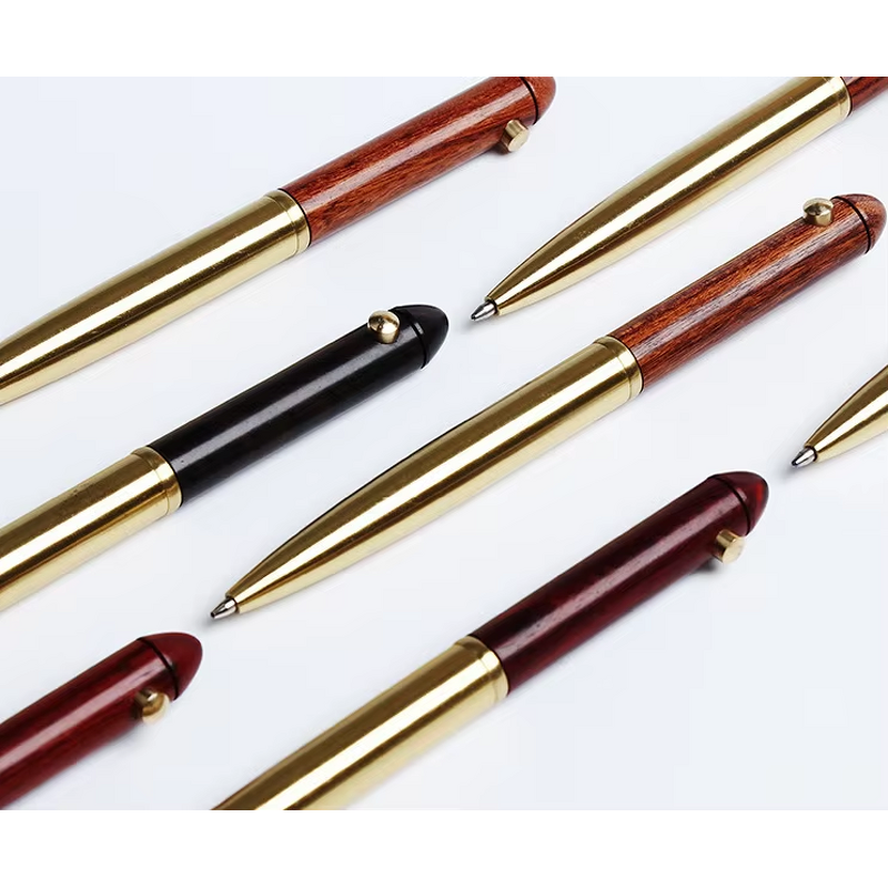 Ballpoint Pen Supplier - Custom Logo Chinese Style Rose Wood & Copper Rotary
