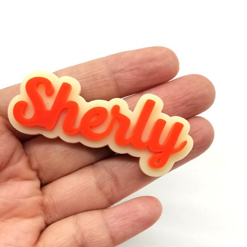 Name Tag Manufacturer - Custom Glitter Acrylic 3D Plastic ID with Pins