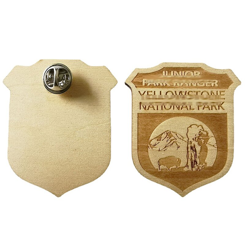 Wood Lapel Pins Supplier - Custom Laser Engraving Brooch ID Name Badge