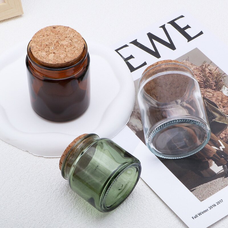 Glass Candle Jars Supplier - 100ML Empty Amber with Wooden Lids Custom