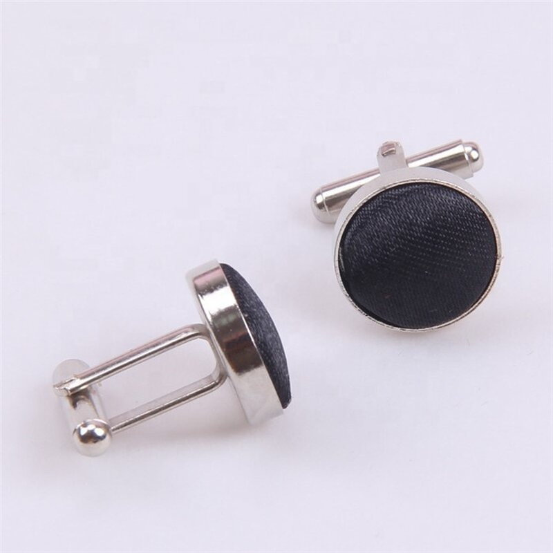 Cufflinks Factory - Metal Yarn Dyed Solid Color Cloth Fabric Covered