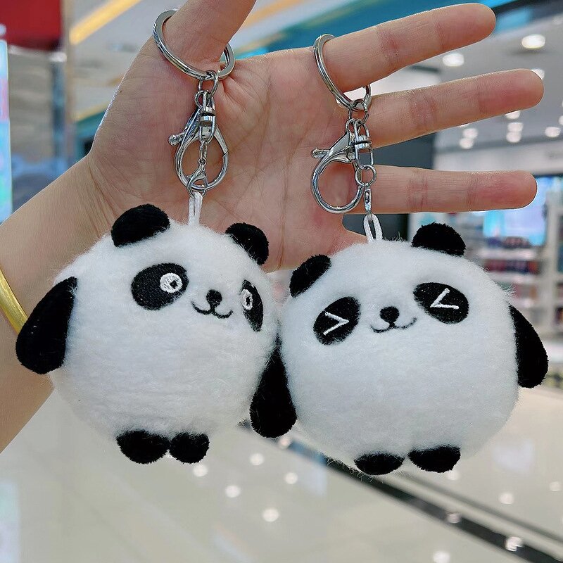 Plush Toy Keychain Manufacturer - Cute Fluffy Mini Panda Doll Backpack Pendant