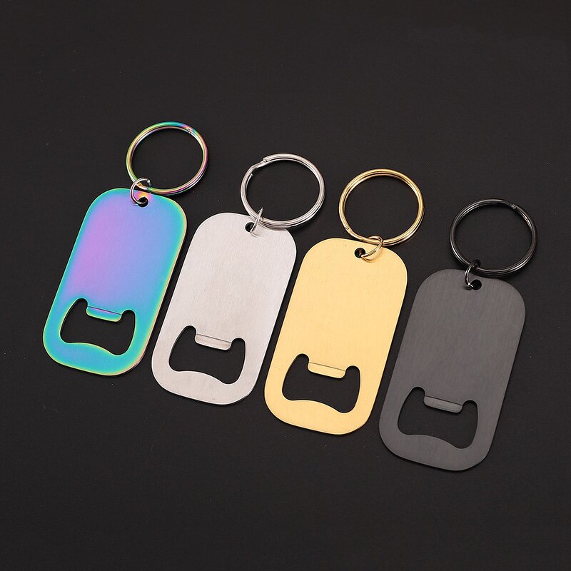 Bottle Opener Keychain Supplier - Custom Logo Stainless Steel Flat Small Beer