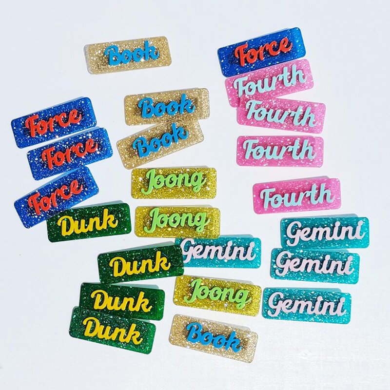 Name Badge Tag Supplier - Custom Glitter Acrylic Personalized Plastic ID