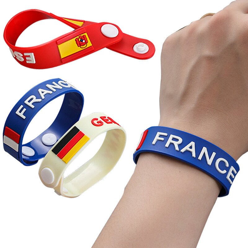 Silicone Wristband Manufacturer - Custom National Flag Adjustable Button Sports