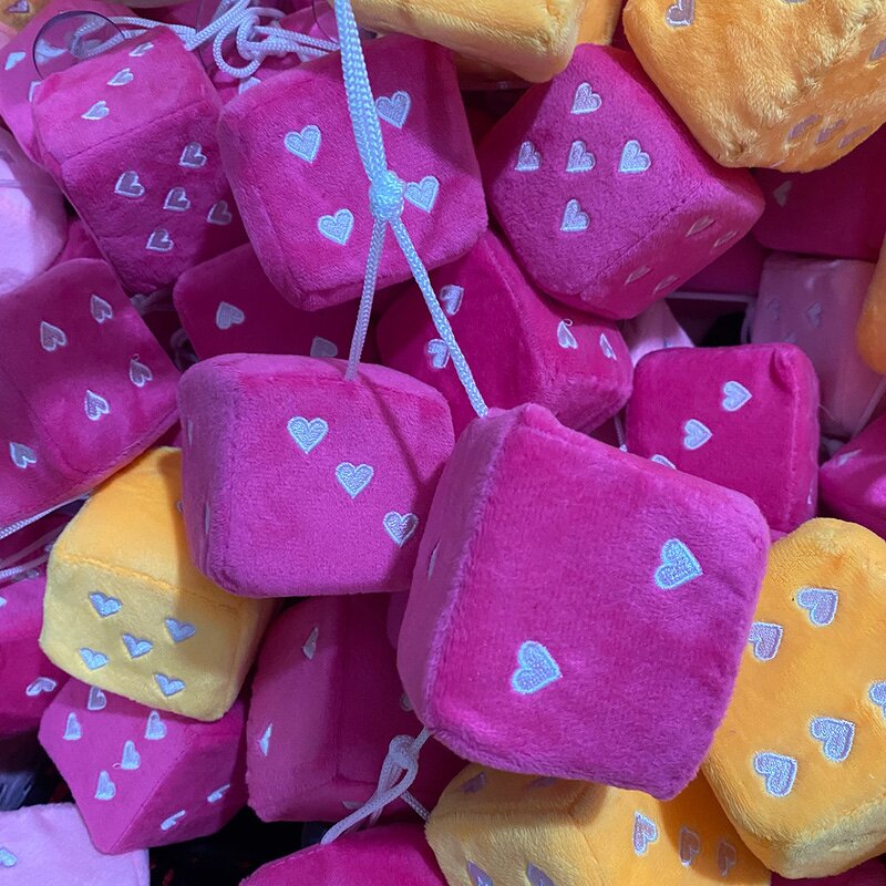Plush Dice Keychain Supplier - 3-Inch Heart Embroidered Retro Square Car Mirror