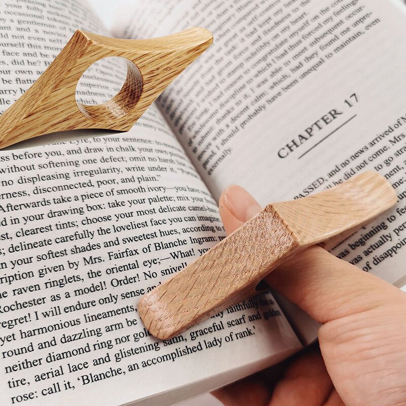 Bookmark Supplier - Natural Walnut Thumb Book Page Holder Teacher Gifts